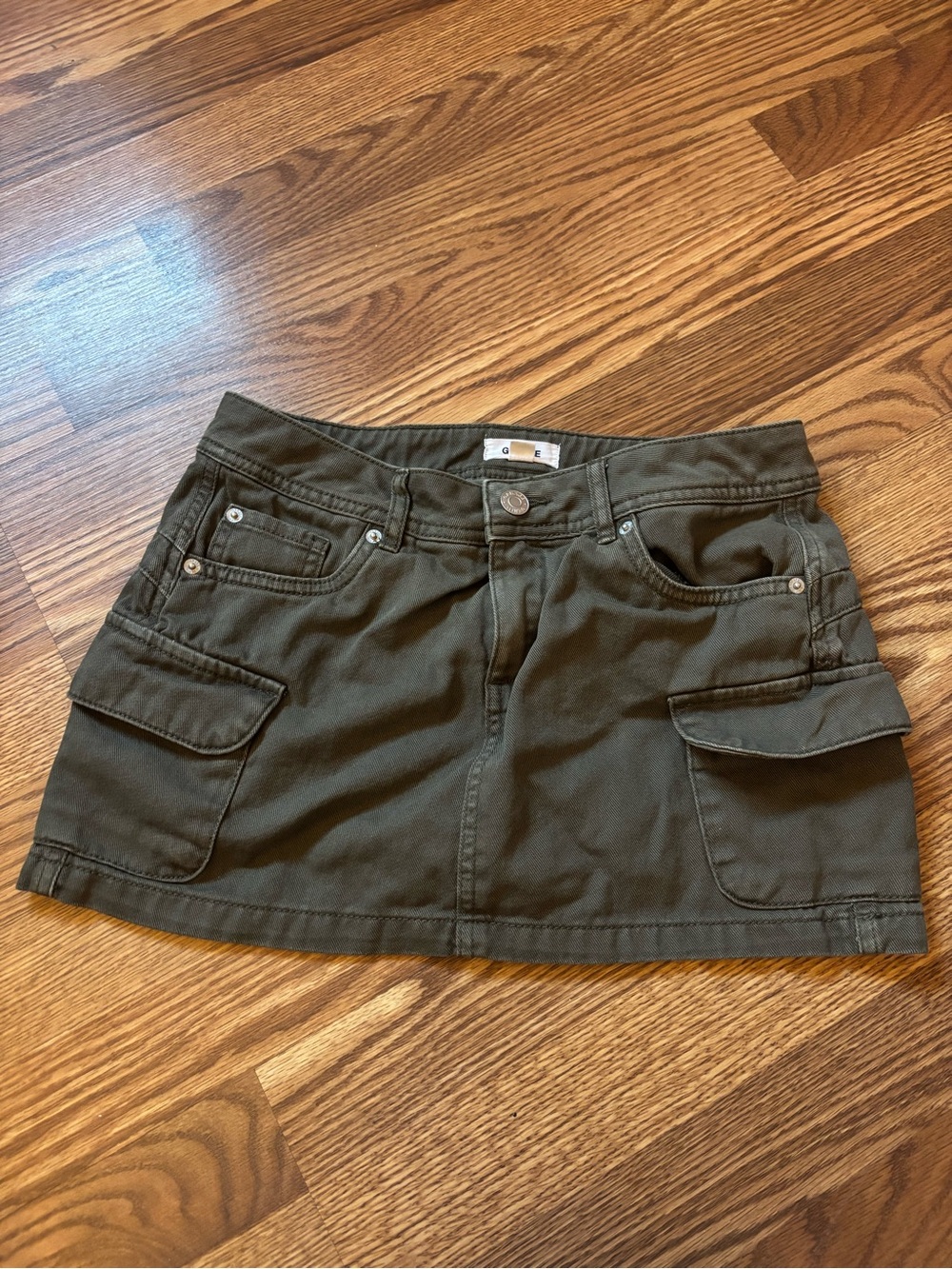Garage Olive Green Cargo Mini Skirt